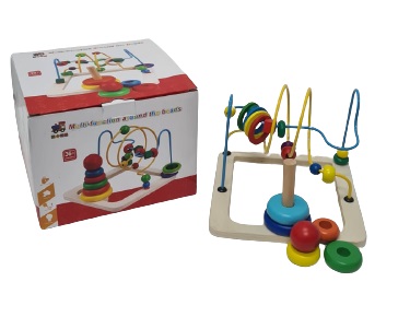 משחק עץ לפעוטות מבוך חרוזים וטבעות