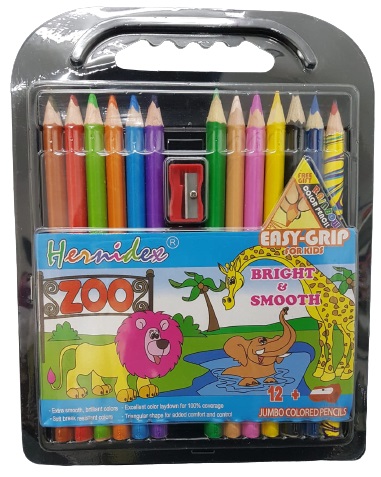 סט 12 צבעי עיפרון + מחדד + עיפרון בצבעי הקשת