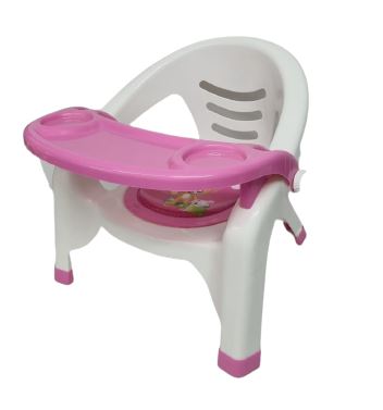 כיסא ילדים בתוספת מגש אוכל בצבע ורוד