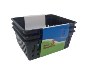 סט 3 סלסלאות מלבניות 16X13 בצבע שחור