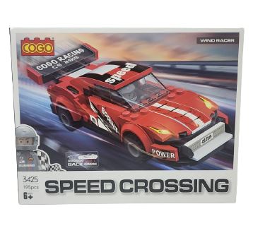 משחק הרכבה COGO מכונית מרוץ אדומה 195 חלקים דגם 3425