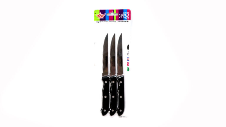 חבילת 3 סכינים משוננות - צבע שחור