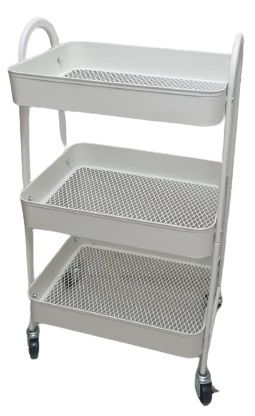 עגלת אחסון / ירקות 3 קומות מתכת שחור