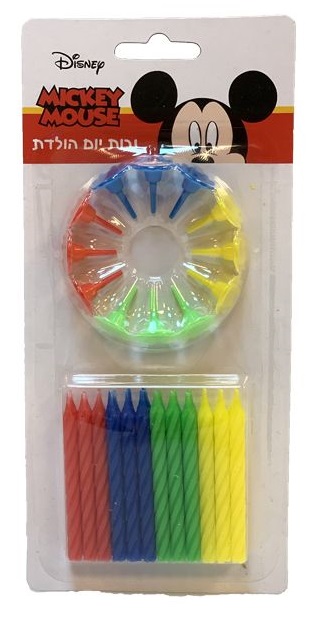 חבילת 24 נרות יום הולדת צבעוניים - מיקי מאוס