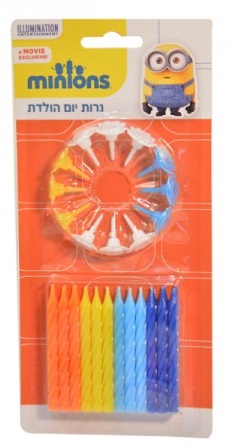 חבילת 24 נרות יום הולדת צבעוניים - מיניונים