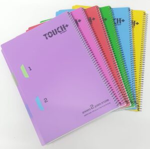 מחברת ספירלה גדולה 2 נושאים עם חוצצים - משובץ TOUCH