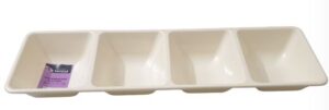מגש נשנושים מלבני מחולק ל-4 40X12 ס"מ - צבע קרם