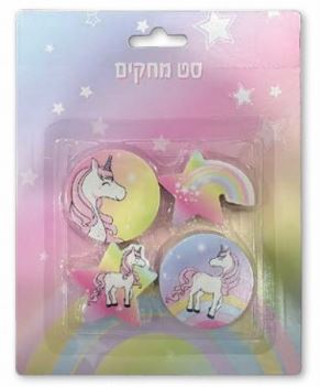 סט 4 מחקים חד קרן