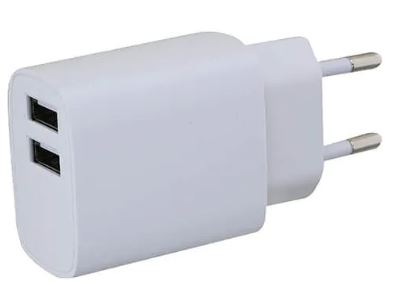 מטען קיר כפול USB 2.4A- לבן