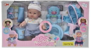 בובה עם אביזרים לאמבטיה ורוד/תכלת