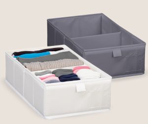 ארגונית בד 2 תאים 20X34X10 ס"מ - לבן / אפור