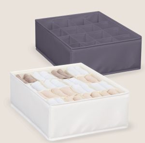 ארגונית בד 16 תאים 24X31X11 ס"מ - לבן / אפור