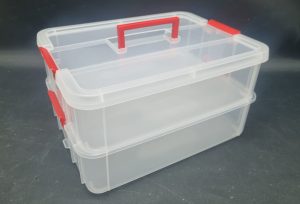 ארגז אחסון 2 חלקים סגירת קליפסים וידית 35X26 גובה 19 ס"מ