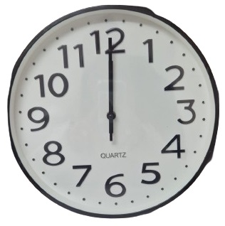 שעון קיר 30 ס"מ מנגנון שקט ומספרים עבים - שחור