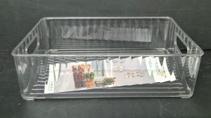 ארגונית אקריליק שקופה לאחסון עם ידיות 25.5X15 ס"מ