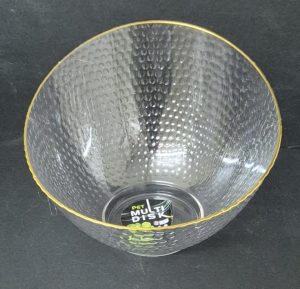 קערה להגשה אקריליק אובלית עמוקה עם פס זהב 17X12 ס"מ