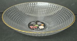קערה להגשה אקריליק מעוצבת עם פס זהב קוטר 23 ס"מ