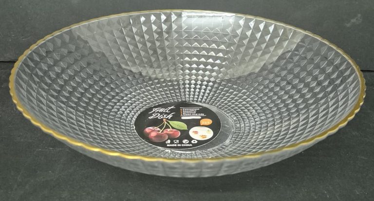 קערה להגשה אקריליק מעוצבת עם פס זהב קוטר 23 ס"מ