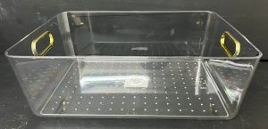 ארגונית אקריליק שקופה לאחסון עם ידיות זהב 29X20.5 ס"מ