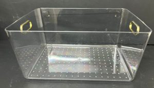 ארגונית אקריליק שקופה לאחסון עם ידיות זהב 31X22 ס"מ