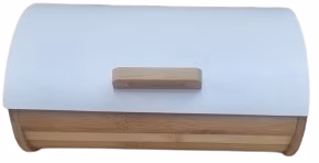 ארגז לחם מודרני בצבע לבן עם שילוב עץ
