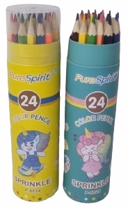 24  צבעי עיפרון בקופסה ירוקה או צהובה