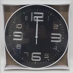 שעון קיר בצבע שחור כסף 30 סמ
