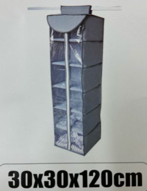 ארגונית בד לתלייה 6 קומות +סגירה 30X30X120 ס"מ