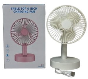 מאוורר שולחני נטען לבן / אפרסק