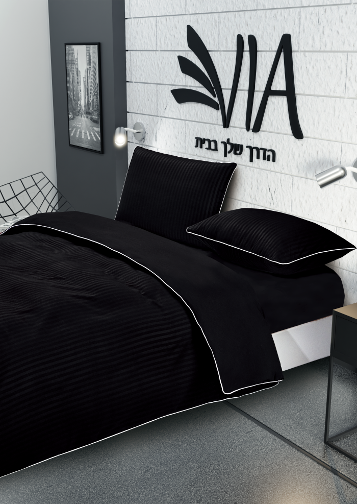 ⁦סט מצעים למיטה זוגית קומפלט 100% סאטן אל קמט דגם HOTEL - במבחר צבעים⁩ – תמונה ⁦5⁩